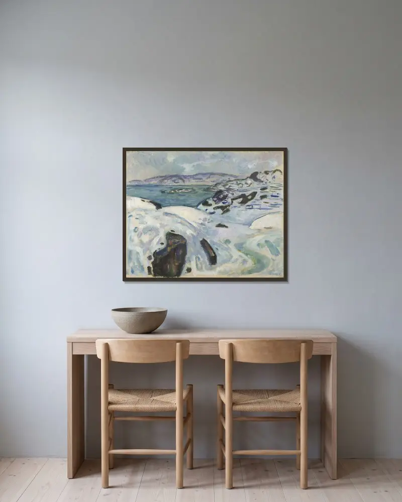 Zima na fjordu, Edvard Munch v rámu na stěně