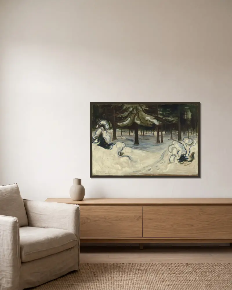 Zima, Edvard Munch v rámu na stěně