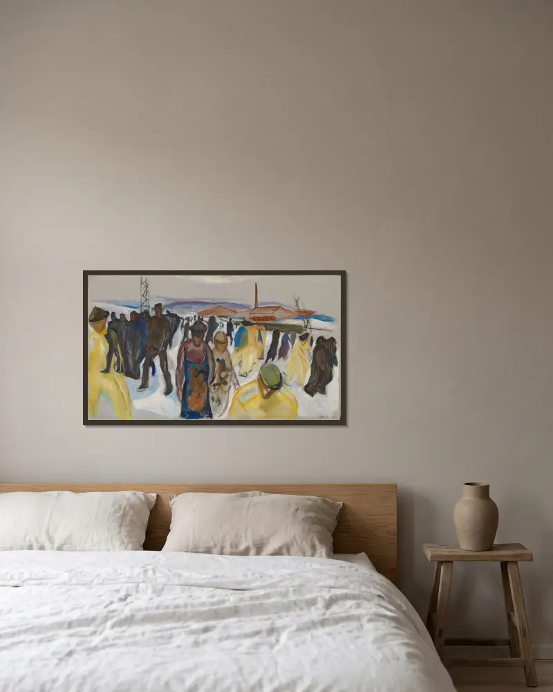 Robotnicy wracający do domu, Edvard Munch w ramie na ścianie