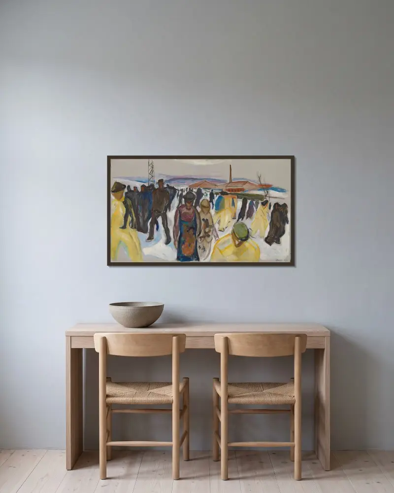 Robotnicy wracający do domu, Edvard Munch w ramie na ścianie