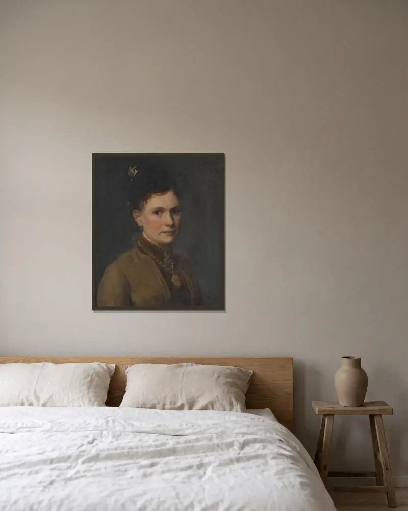 Maria Agnes Claesson (1843- efter 1903) av Edvard Perséus inramad på en vägg