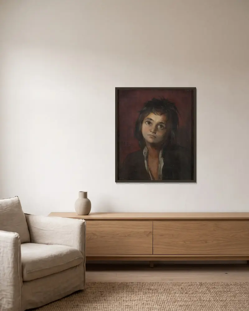 Roman Boy. Study av Edvard Perséus inramad på en vägg