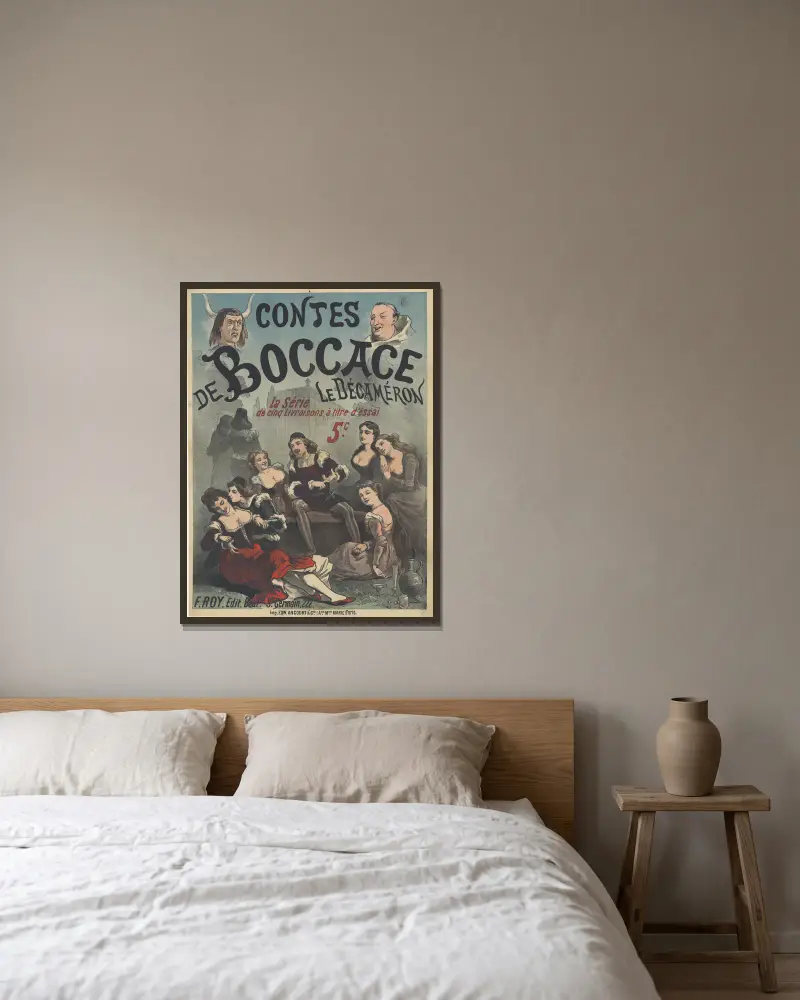 Boccaccios Erzählungen; Decamerone von Edward Ancourt gerahmt an einer Wand