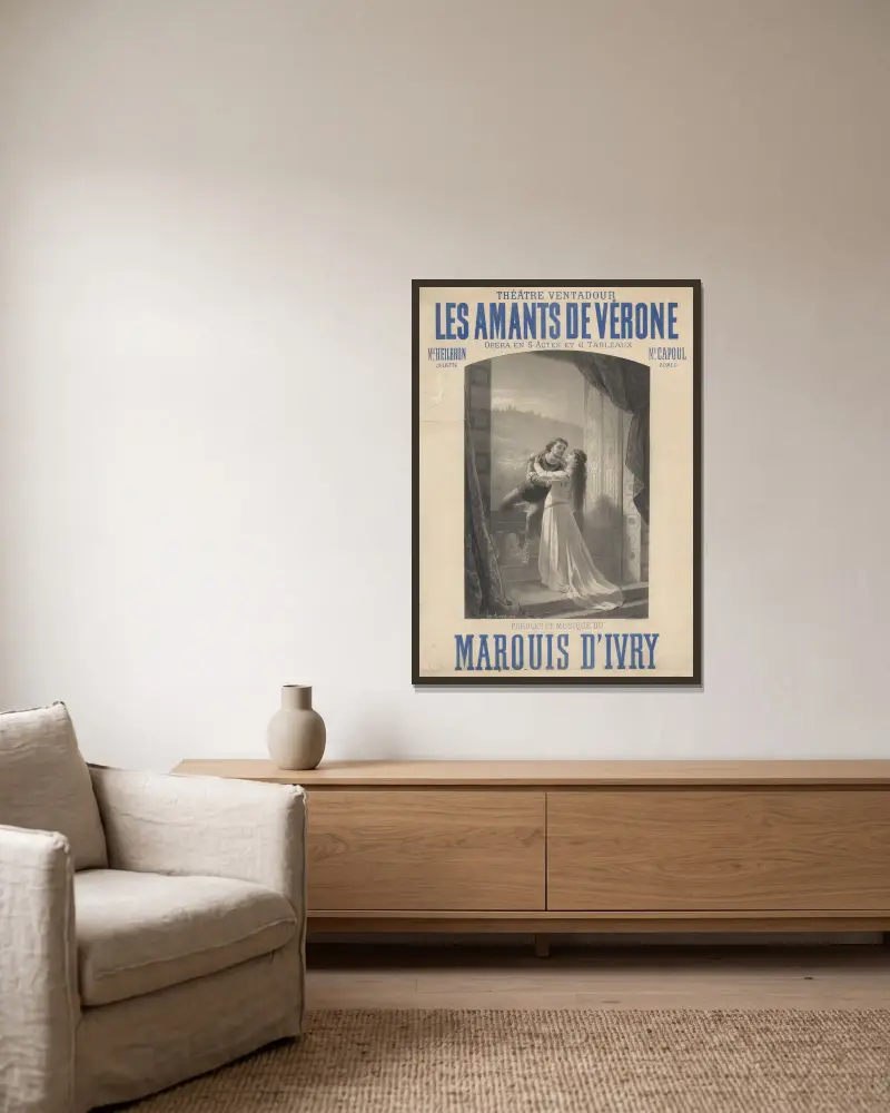 Théâtre Ventadour. Les Amants de Vérone av Edward Ancourt inramad på en vägg