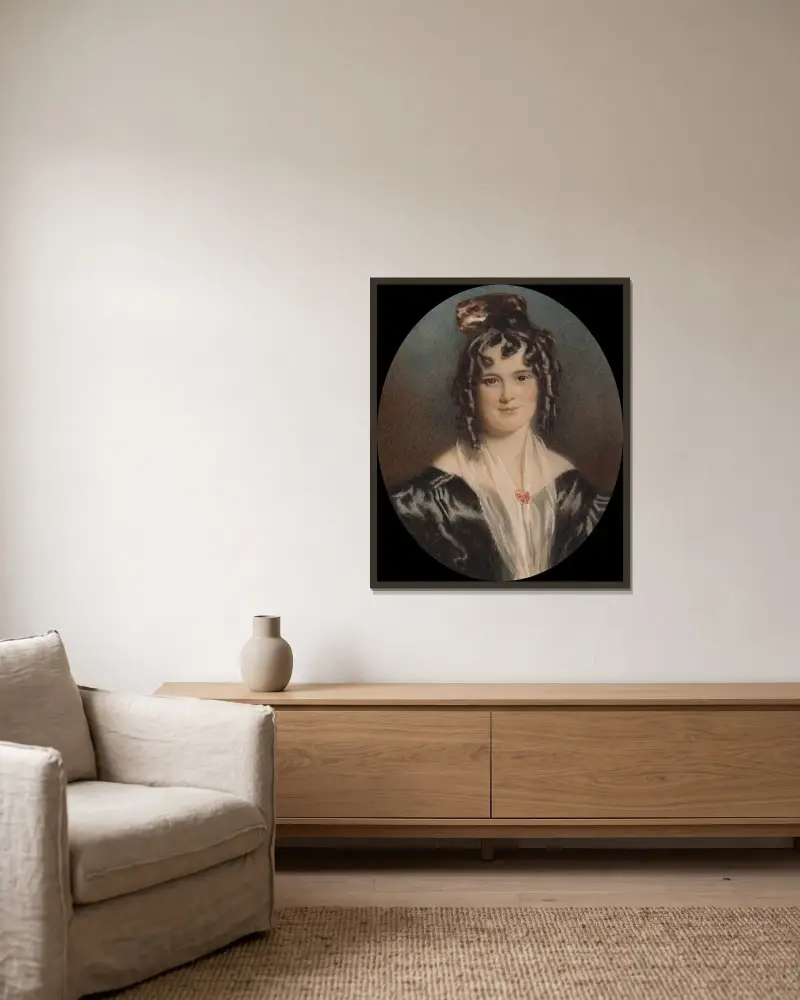 Mrs. Mary Cawse av Alfred Edward Chalon inramad på en vägg