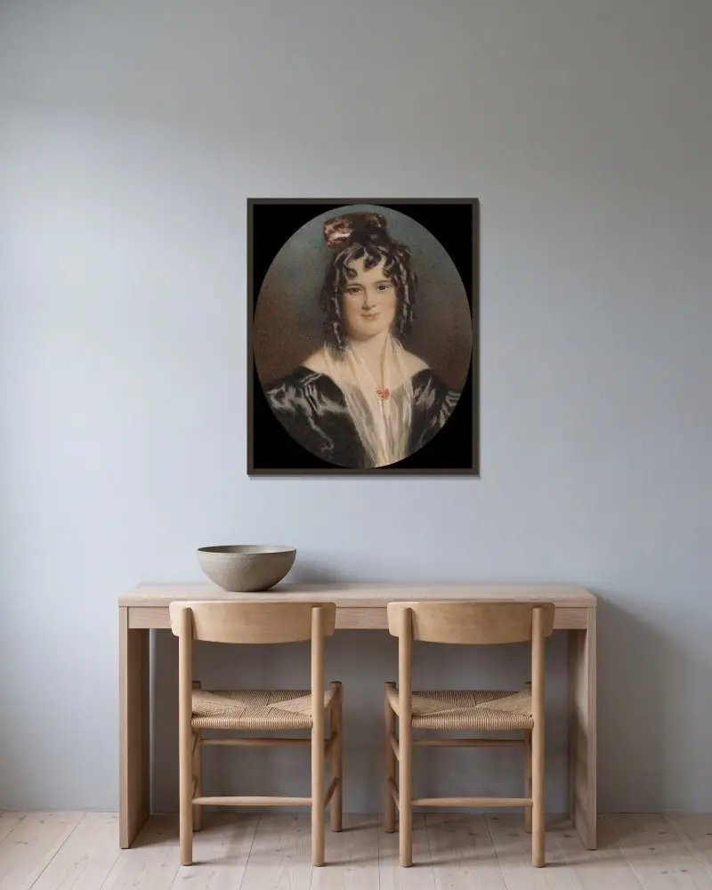 Mrs. Mary Cawse av Alfred Edward Chalon inramad på en vägg