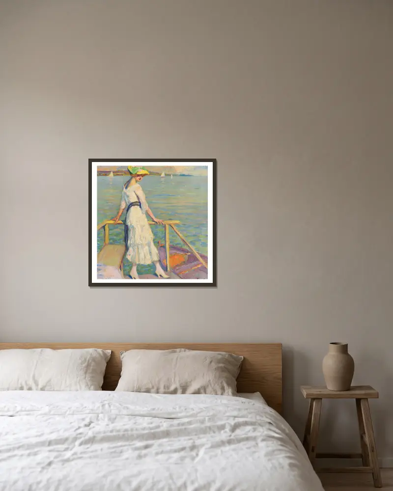 Abend am See von Edward Cucuel gerahmt an einer Wand
