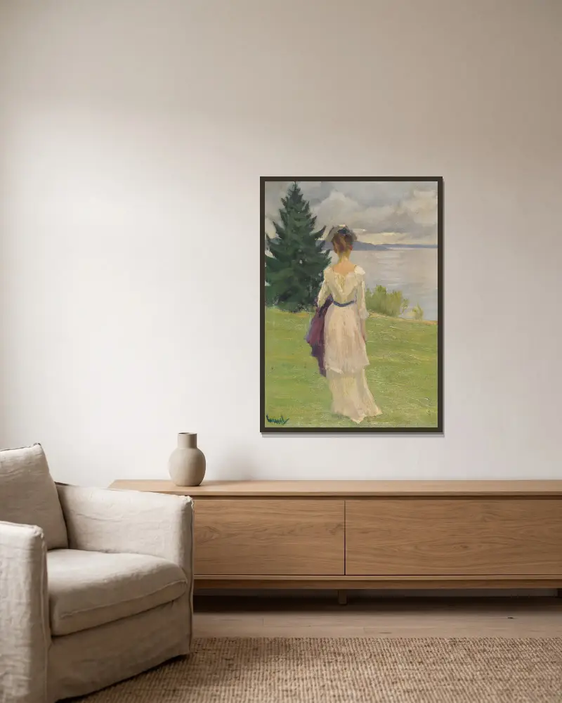 Nach dem Regen, früh von Edward Cucuel gerahmt an einer Wand