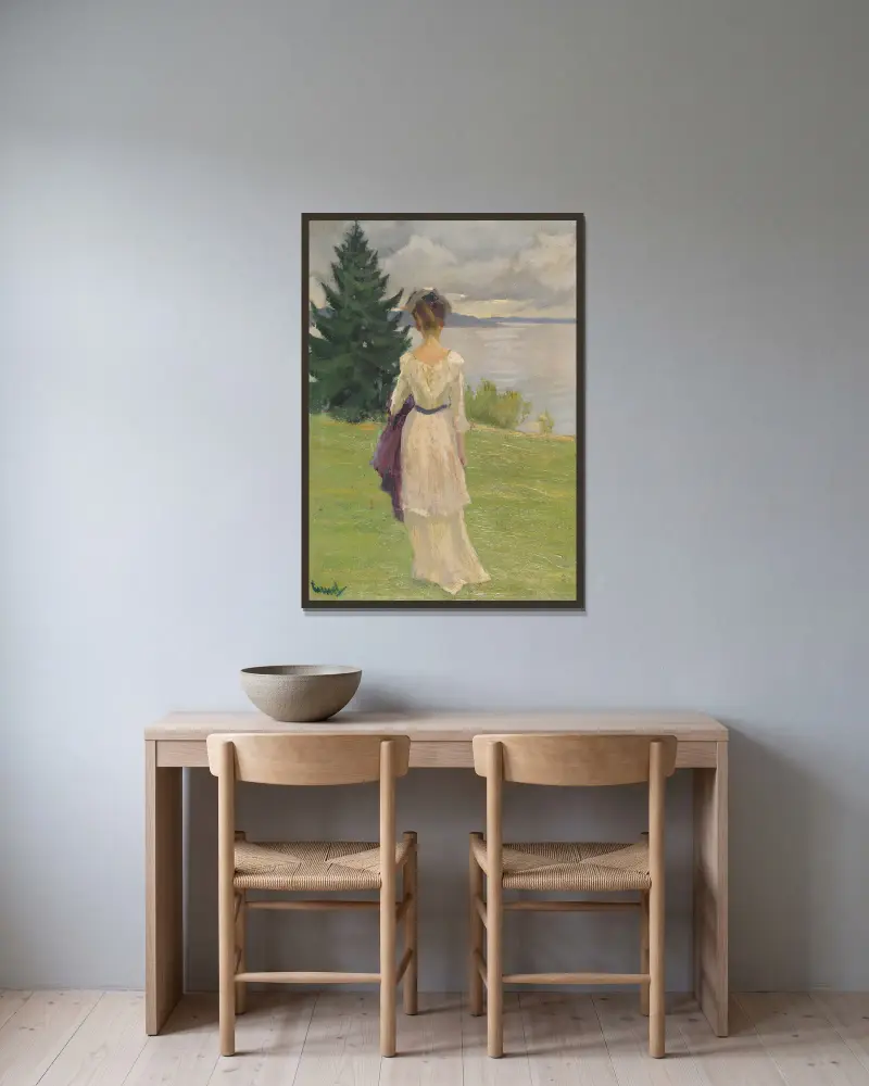 Nach dem Regen, früh von Edward Cucuel gerahmt an einer Wand