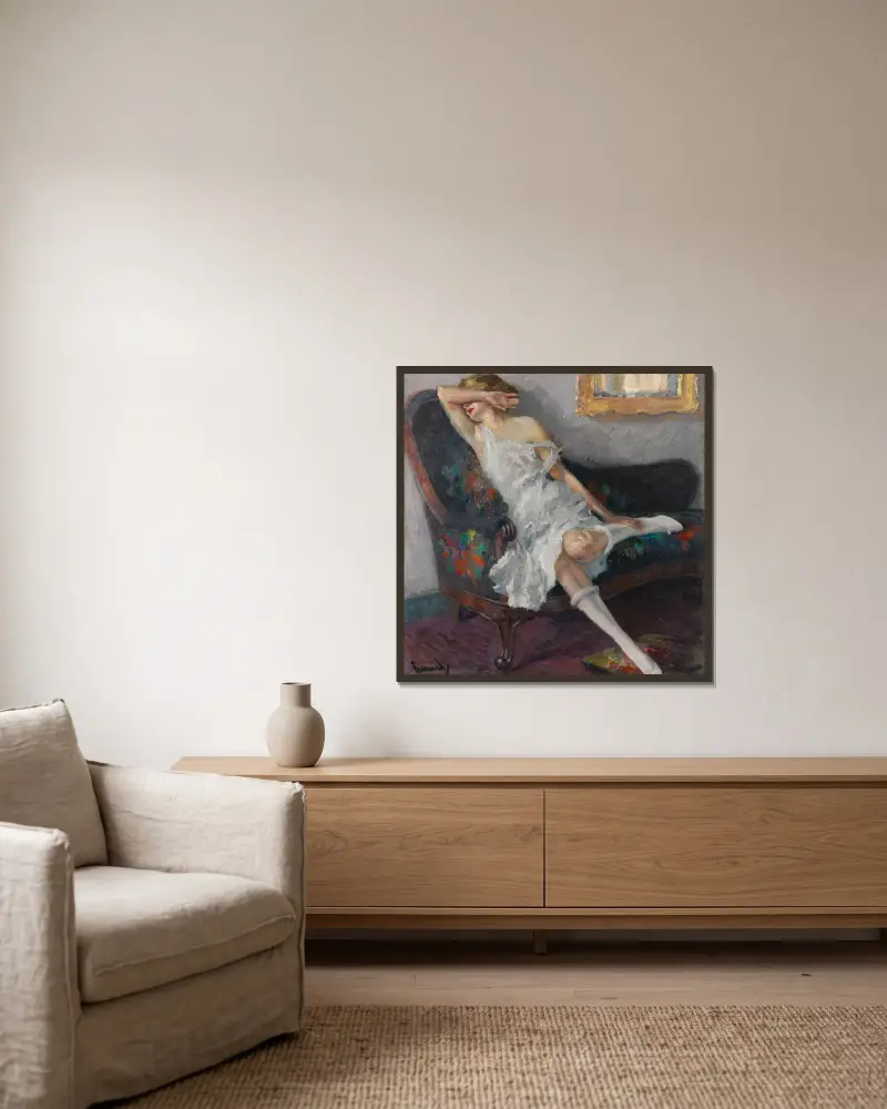 Schüchtern von Edward Cucuel gerahmt an einer Wand