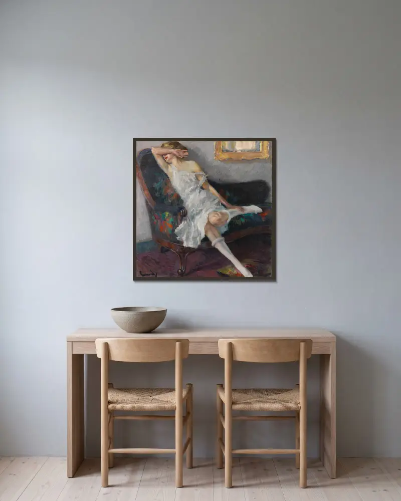 Schüchtern von Edward Cucuel gerahmt an einer Wand