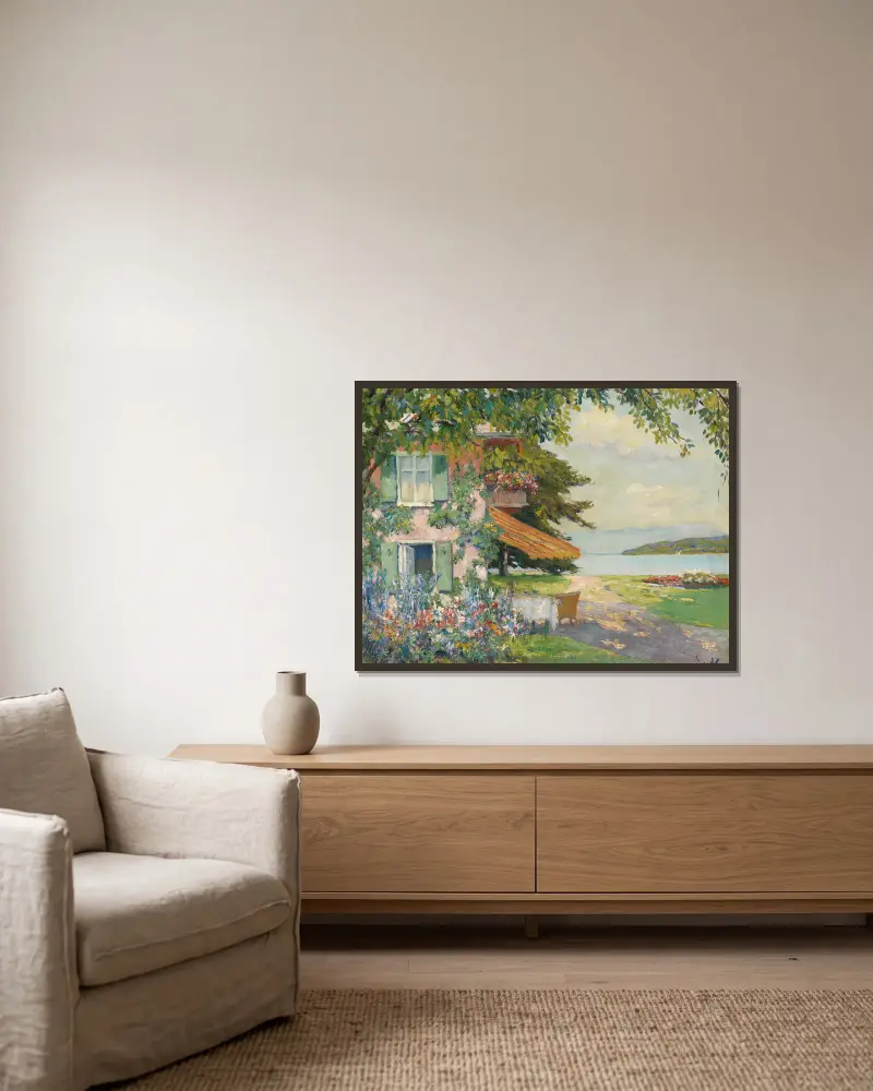 Wiosenny ogród w Starnbergu, Edward Cucuel w ramie na ścianie