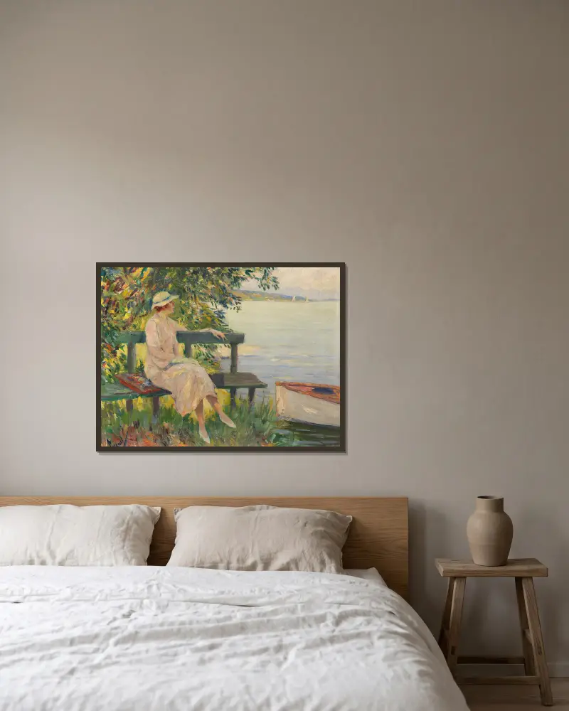 Zelená lavička, Edward Cucuel v rámu na stěně