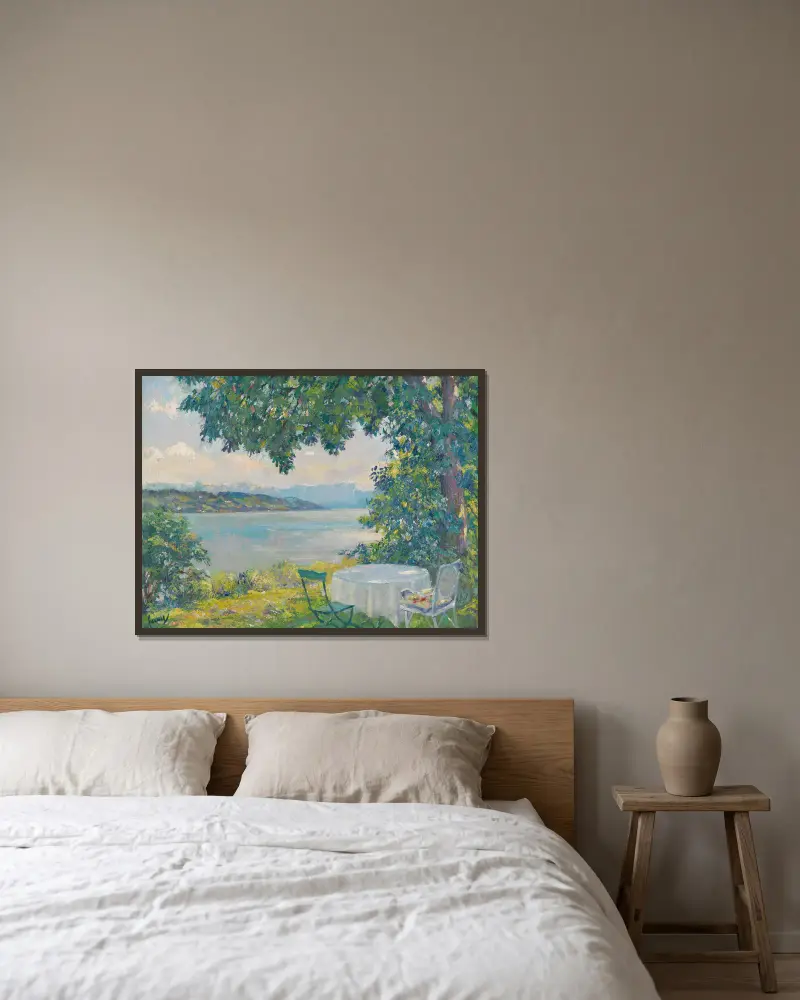 View of Lake Starnberg av Edward Cucuel inramad på en vägg