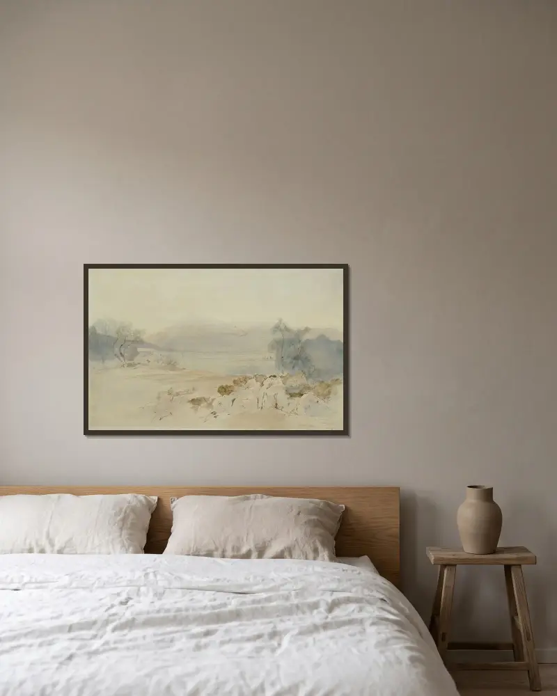 Utsikt över Santa Maura, Levkas, Joniska öarna av Edward Lear inramad på en vägg