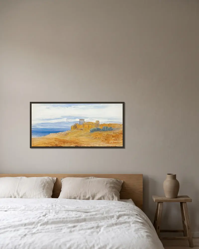 Baalbek, Lebanon av Edward Lear inramad på en vägg
