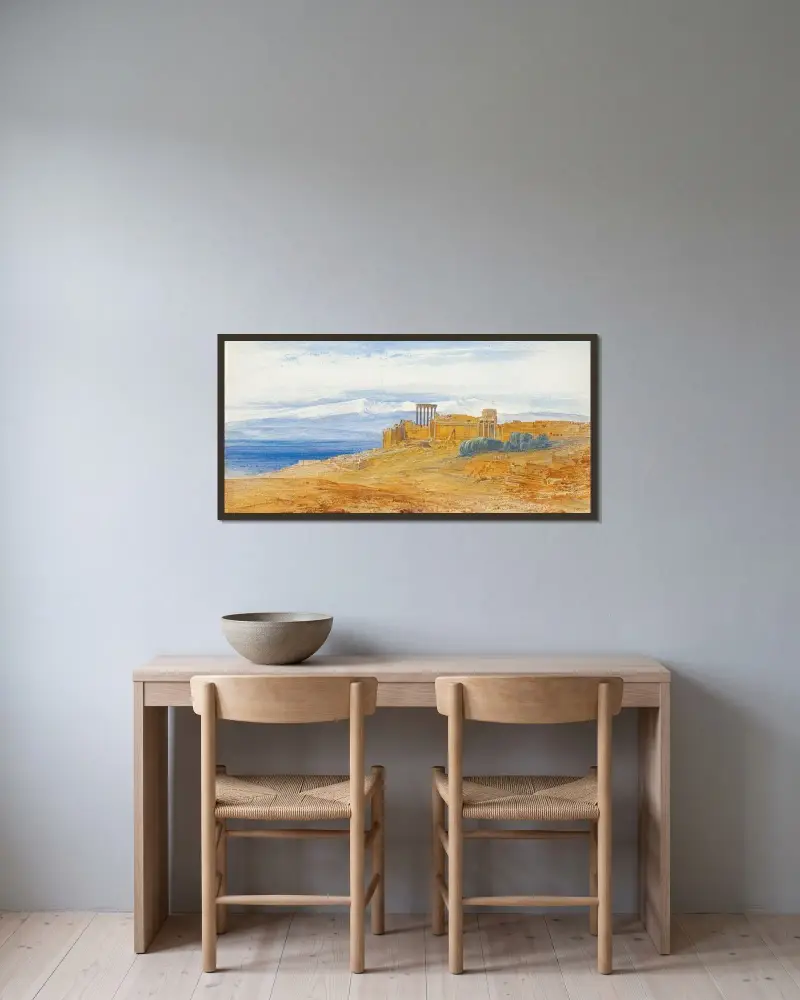 Baalbek, Lebanon av Edward Lear inramad på en vägg