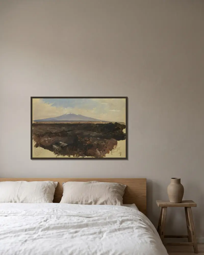 Catania und der Ätna von Edward Lear gerahmt an einer Wand