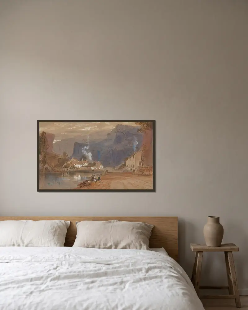 Die Klippen von Cheddar, Somerset von Edward Lear gerahmt an einer Wand