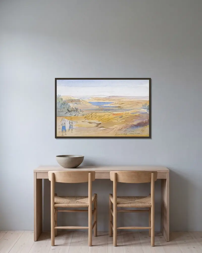 Fomm Ir-Rih, Malta av Edward Lear inramad på en vägg