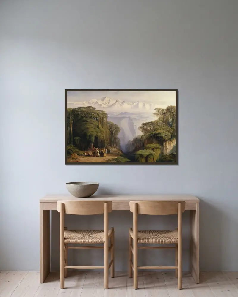 Kangchenjunga von Darjeeling von Edward Lear gerahmt an einer Wand