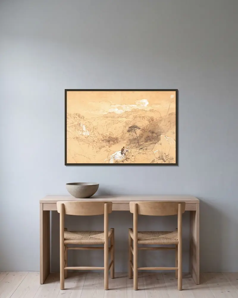 Mellanösterns landskap av Edward Lear inramad på en vägg
