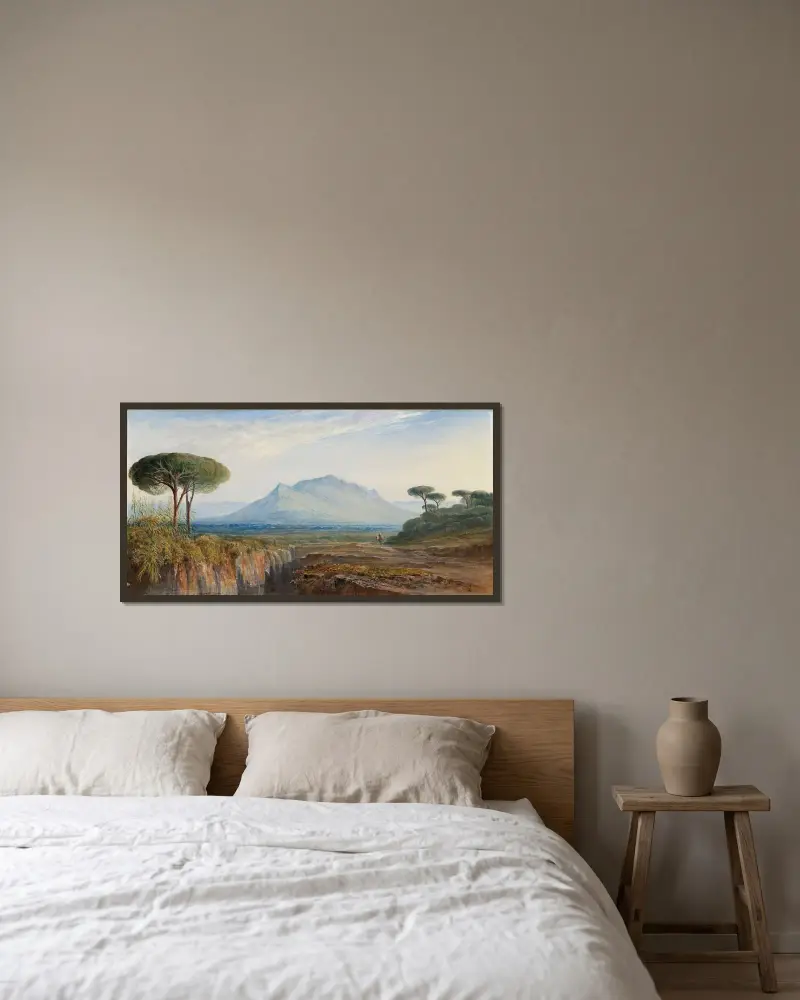 Monte Soratte nära Rom av Edward Lear inramad på en vägg