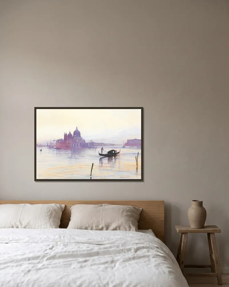 Santa Maria della Salute von der anderen Seite des Bacino, Venedig von Edward Lear gerahmt an einer Wand