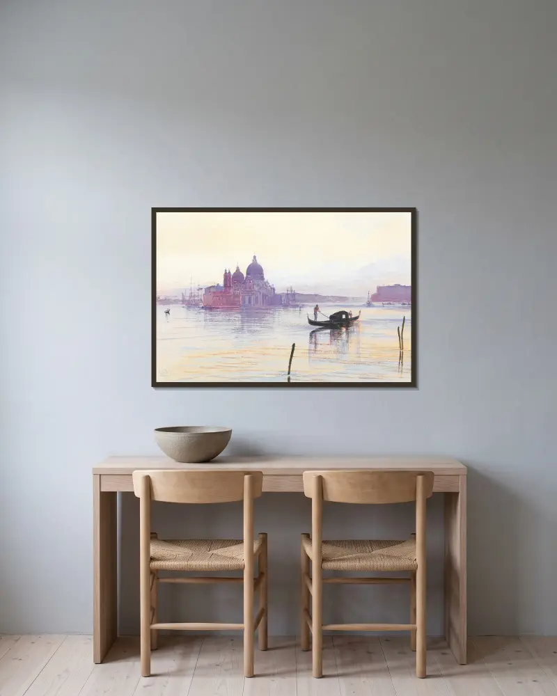 Santa Maria della Salute von der anderen Seite des Bacino, Venedig von Edward Lear gerahmt an einer Wand