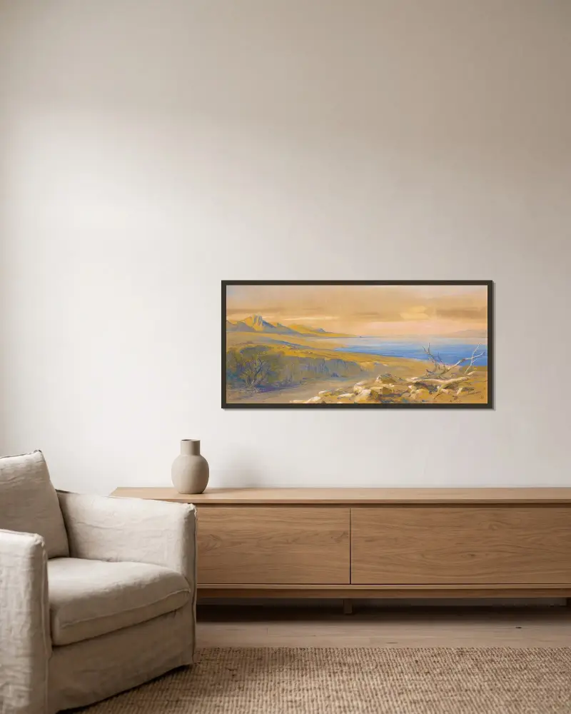 The Dead Sea, Jordan av Edward Lear inramad på en vägg