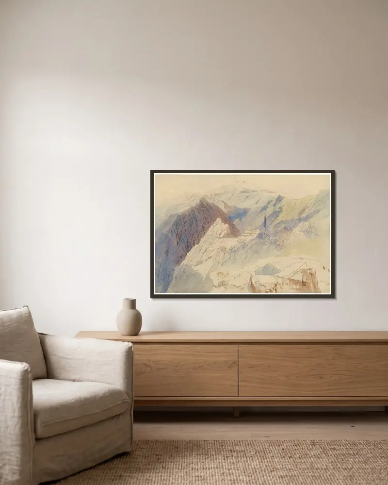 Klostret Sankt Nilus, Athos av Edward Lear inramad på en vägg