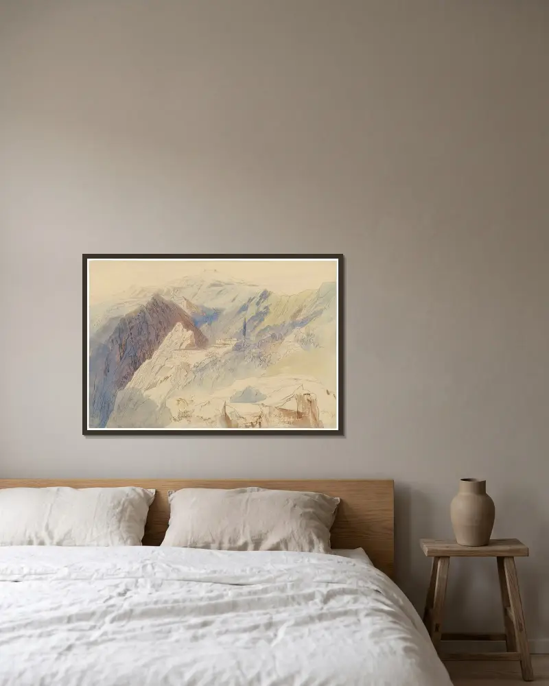 Klostret Sankt Nilus, Athos av Edward Lear inramad på en vägg