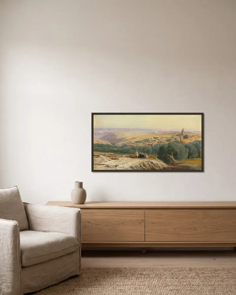 Bethanys slätter av Edward Lear inramad på en vägg