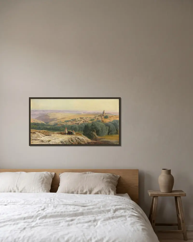 Bethanys slätter av Edward Lear inramad på en vägg