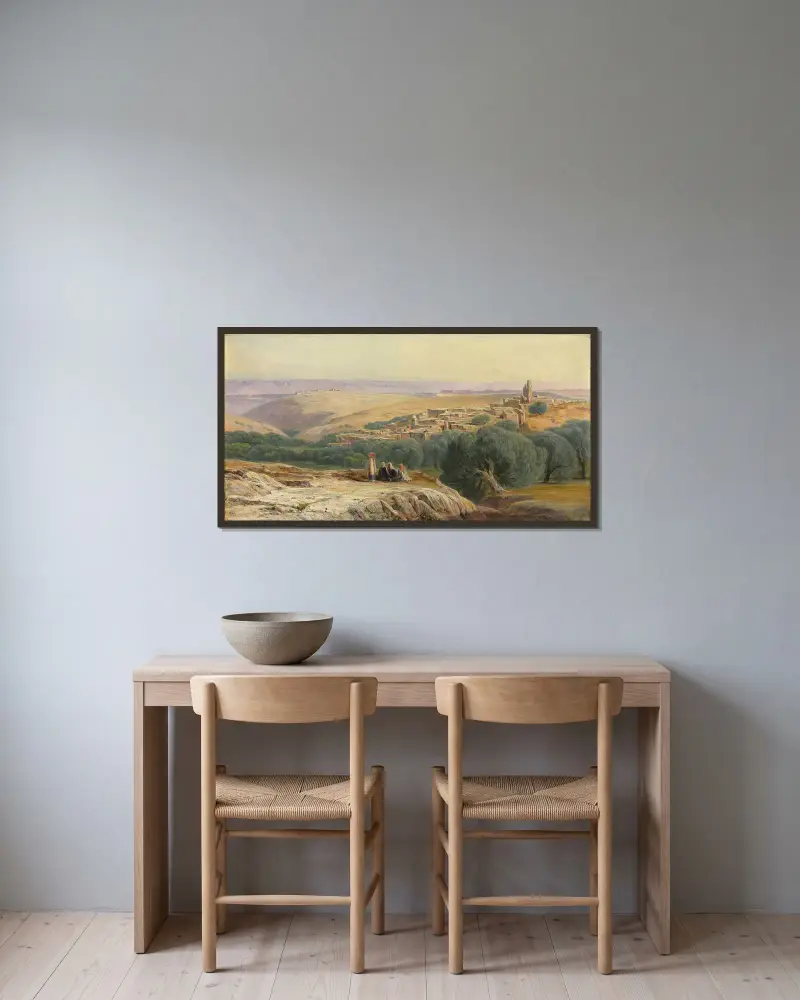 Bethanys slätter av Edward Lear inramad på en vägg
