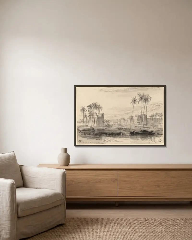 Theben von Edward Lear gerahmt an einer Wand