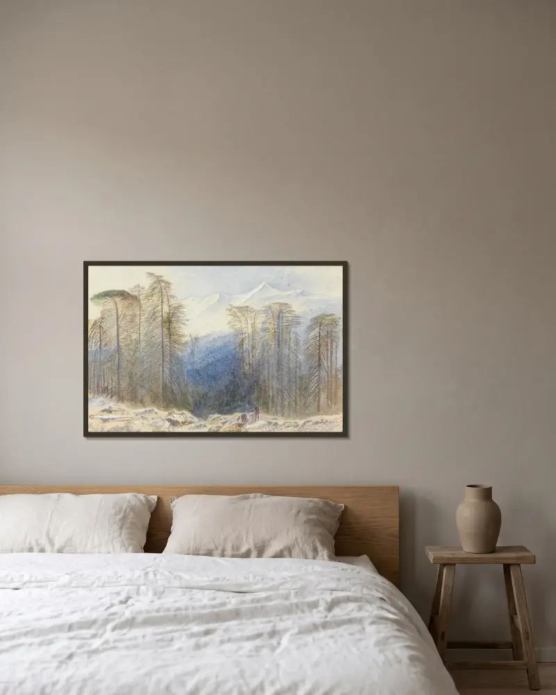 Valdoniello, Corsica av Edward Lear inramad på en vägg