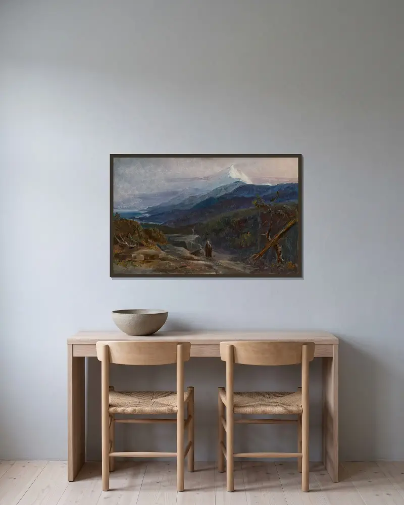 Vy över Athosberget, Grekland av Edward Lear inramad på en vägg