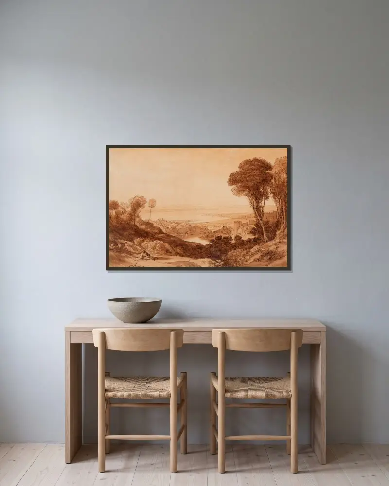 Vy över Nice av Edward Lear inramad på en vägg