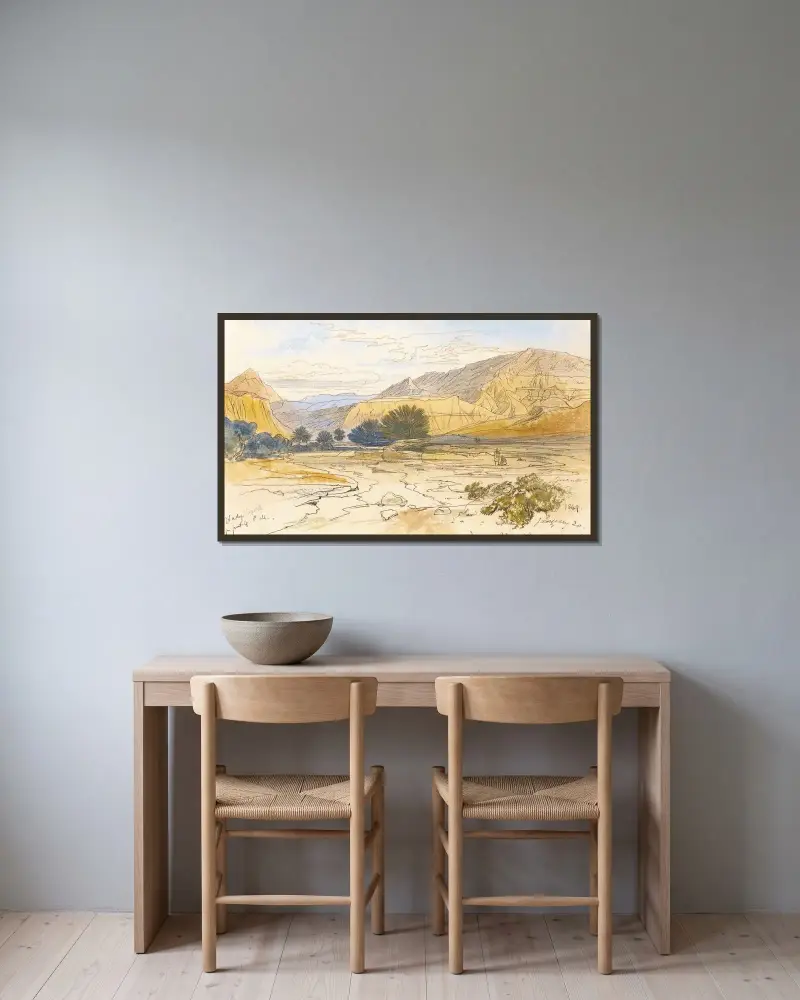 Wadi Tayibeh, Egypten av Edward Lear inramad på en vägg