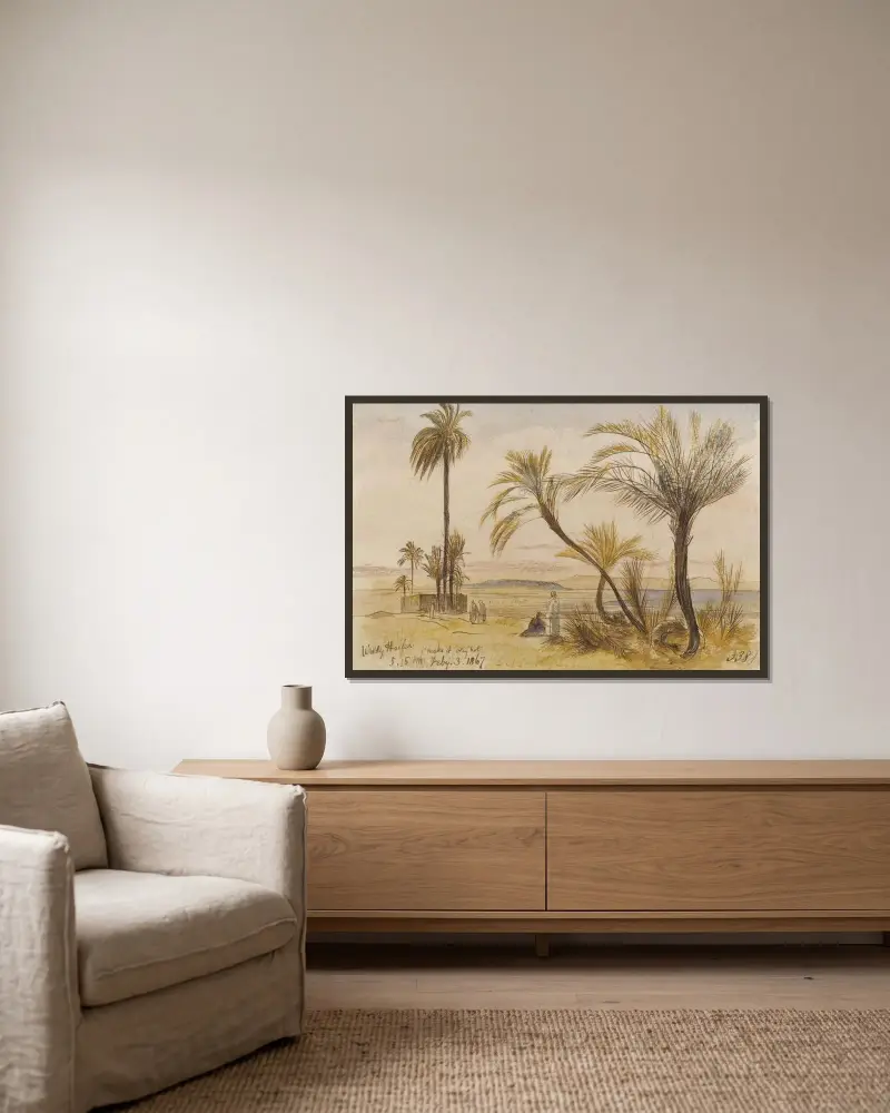Wady Halfen, Egypt av Edward Lear inramad på en vägg