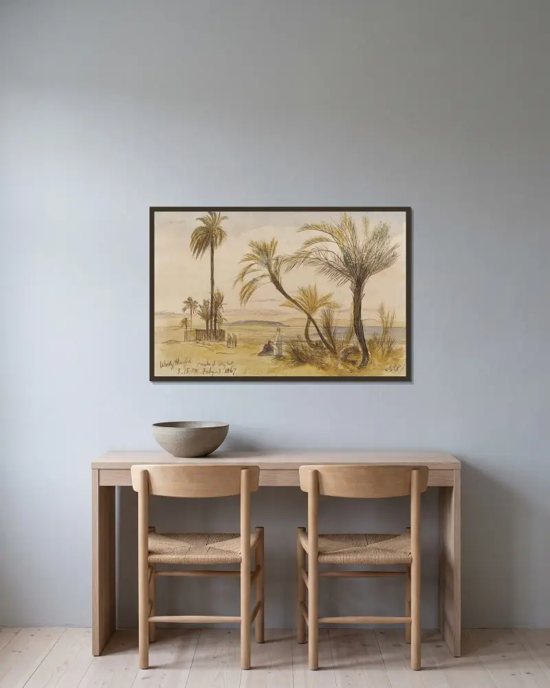 Wady Halfen, Egypt av Edward Lear inramad på en vägg