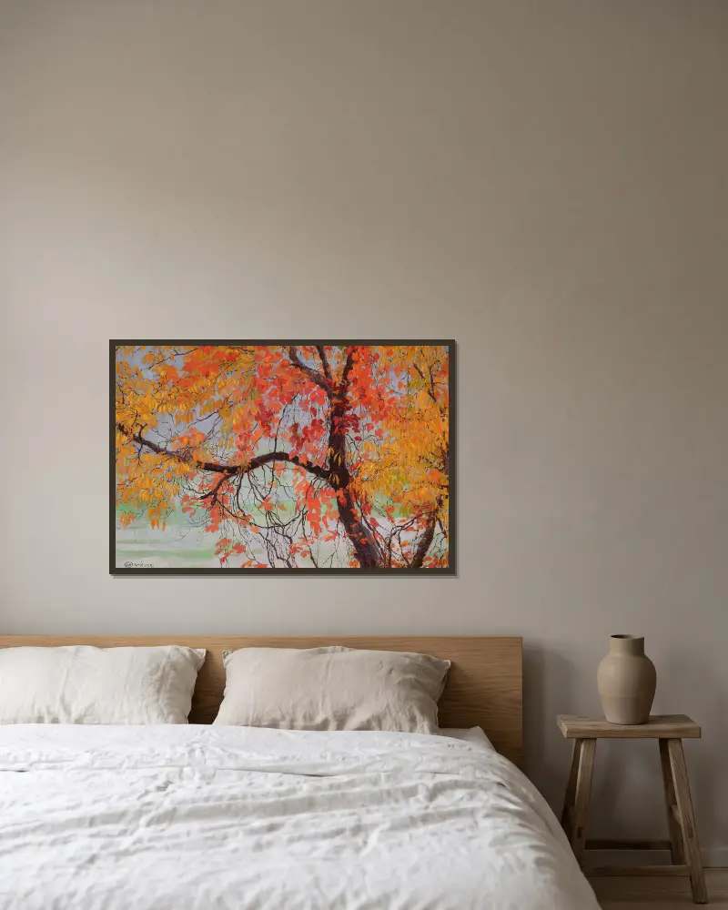 Herbstlaub von Edward Okuń gerahmt an einer Wand