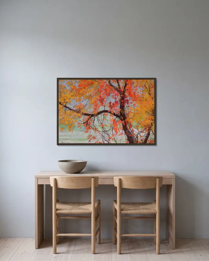 Herbstlaub von Edward Okuń gerahmt an einer Wand
