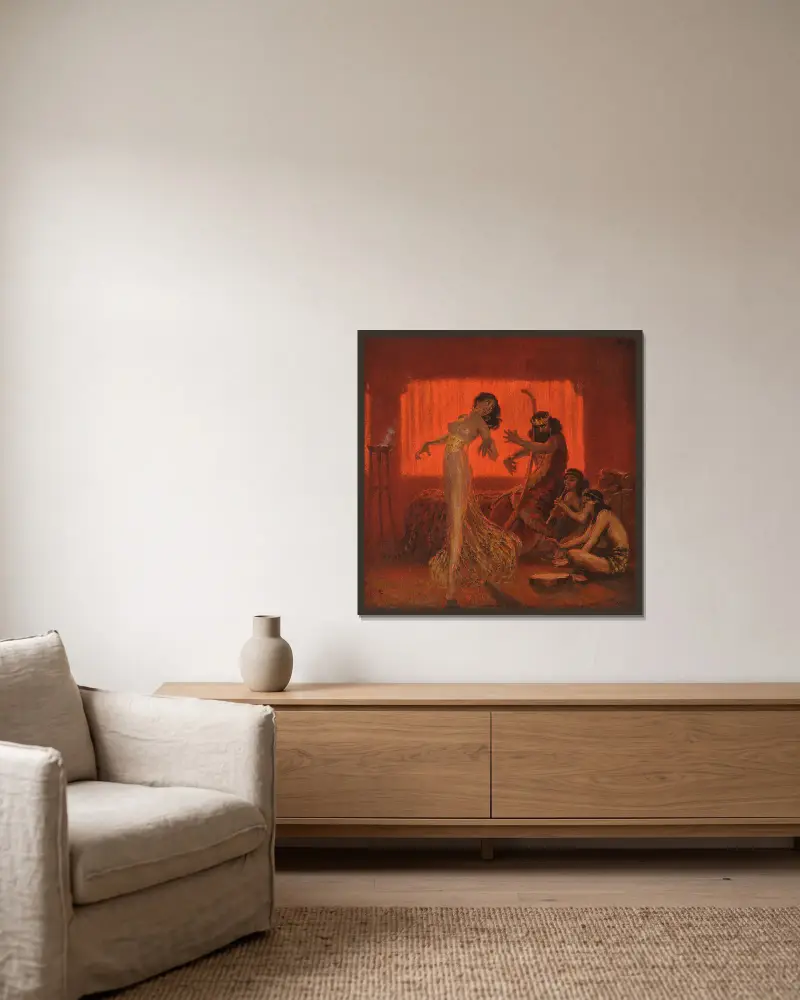 Salomes Tanz von Edward Okuń gerahmt an einer Wand