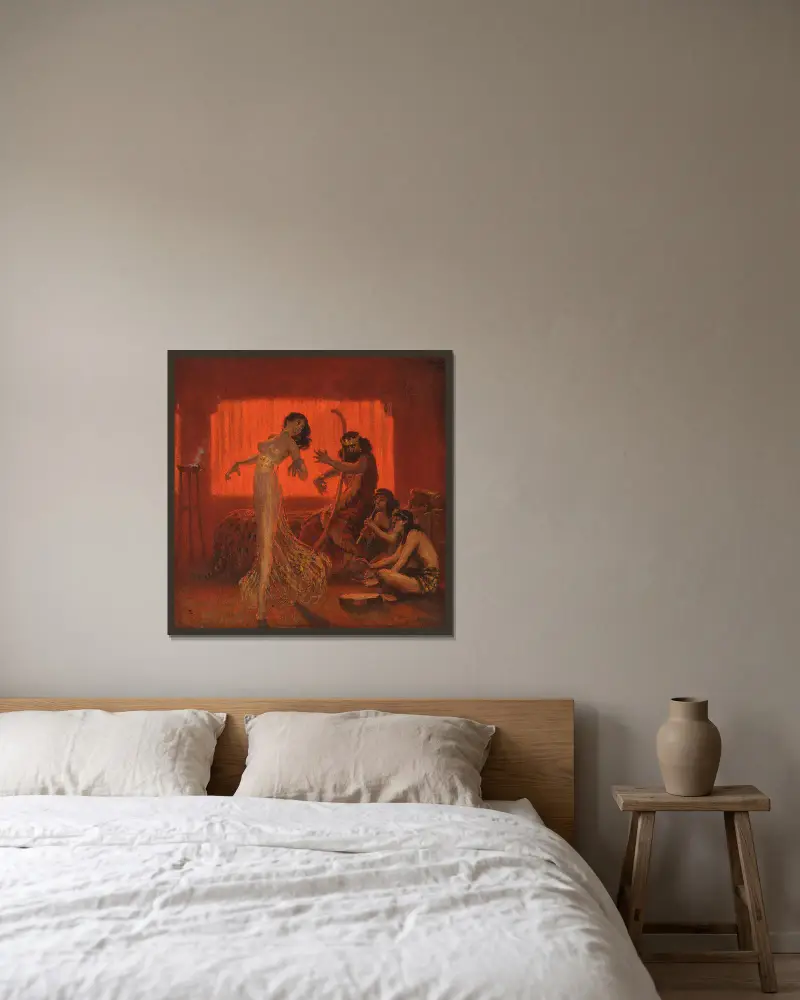 Salomes Tanz von Edward Okuń gerahmt an einer Wand