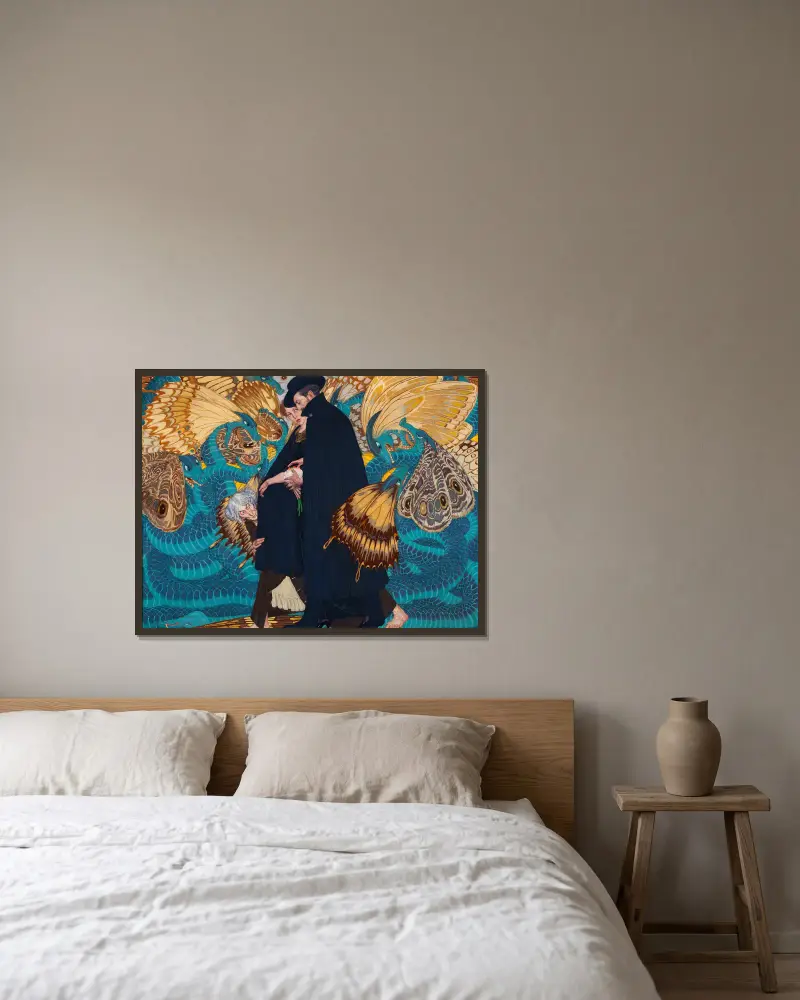 Der Krieg und wir von Edward Okuń gerahmt an einer Wand
