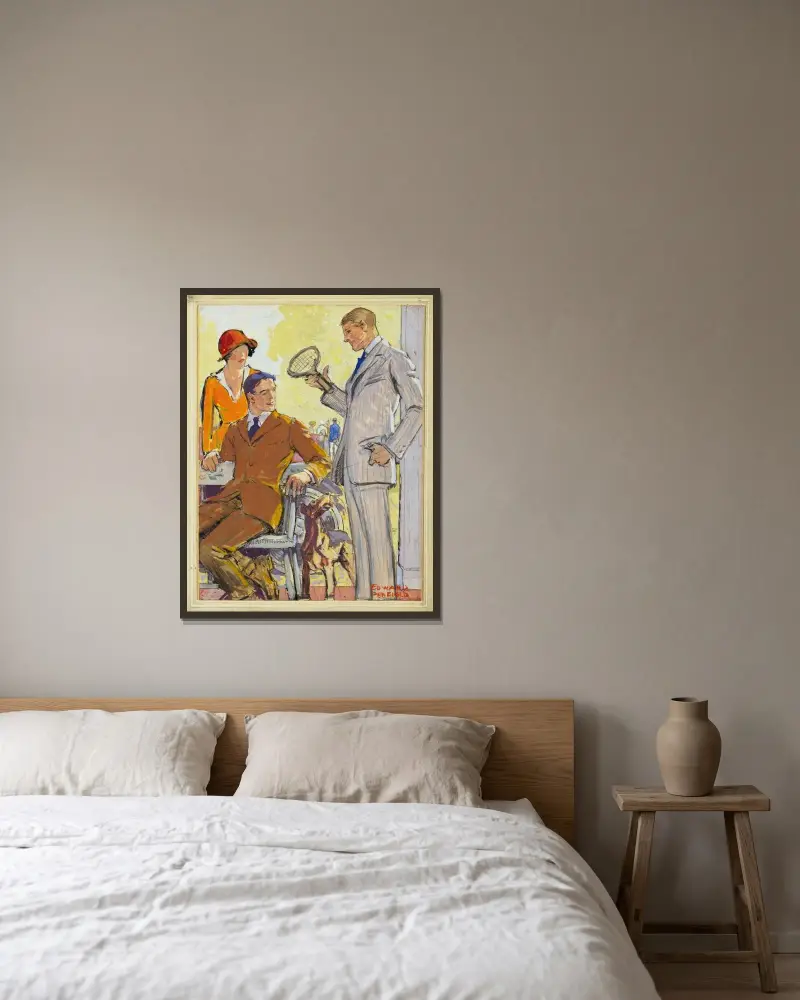 Reklam för Hart, Schaffner & Marx-kläder av Edward Penfield inramad på en vägg