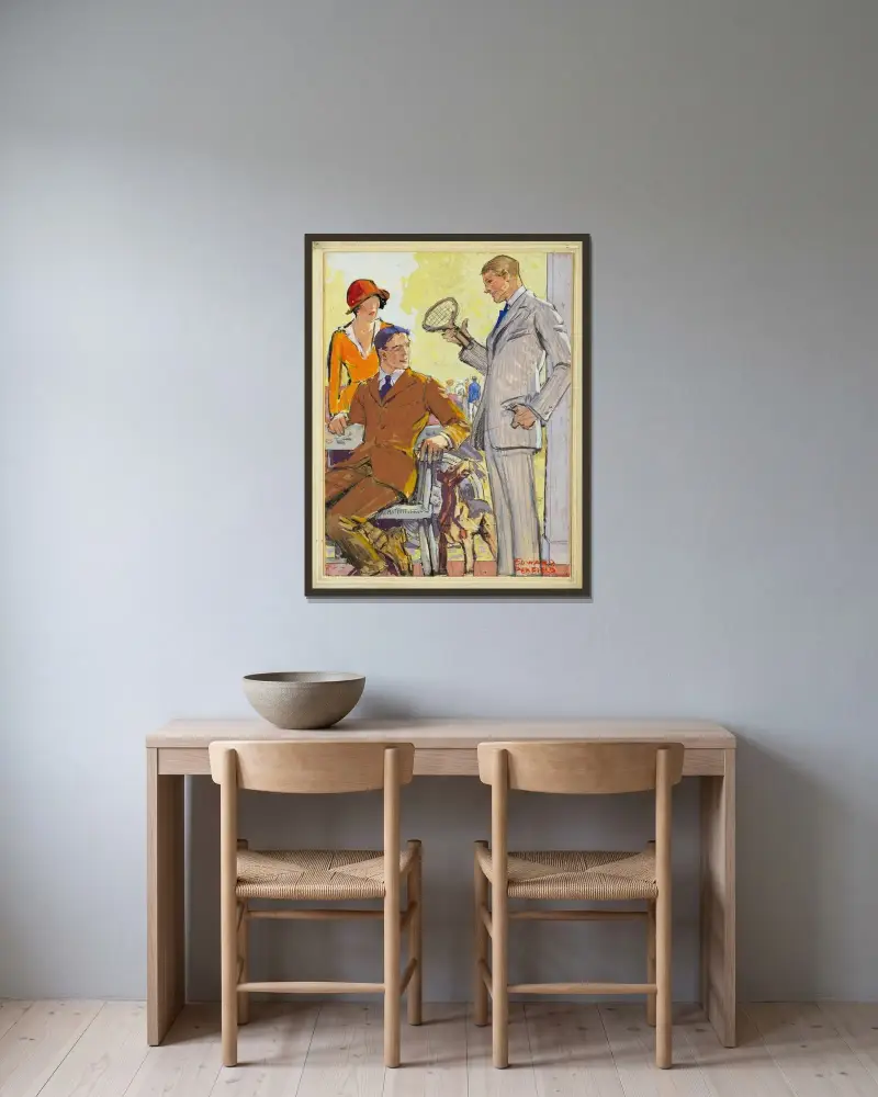 Reklam för Hart, Schaffner & Marx-kläder av Edward Penfield inramad på en vägg