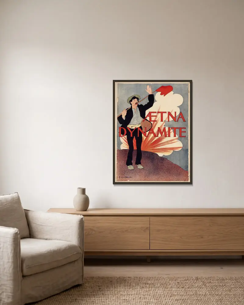 Aetna dynamite, Edward Penfield w ramie na ścianie